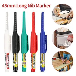 Long Nib Marker, 45 mm Long Head Deep Hole Marker Pens, Fine Nose Tip Deep Reach Permanent Paint Markers for Kitchen Organization, Marking Pen for Drilling, Carpenter, Woodworking, Construction