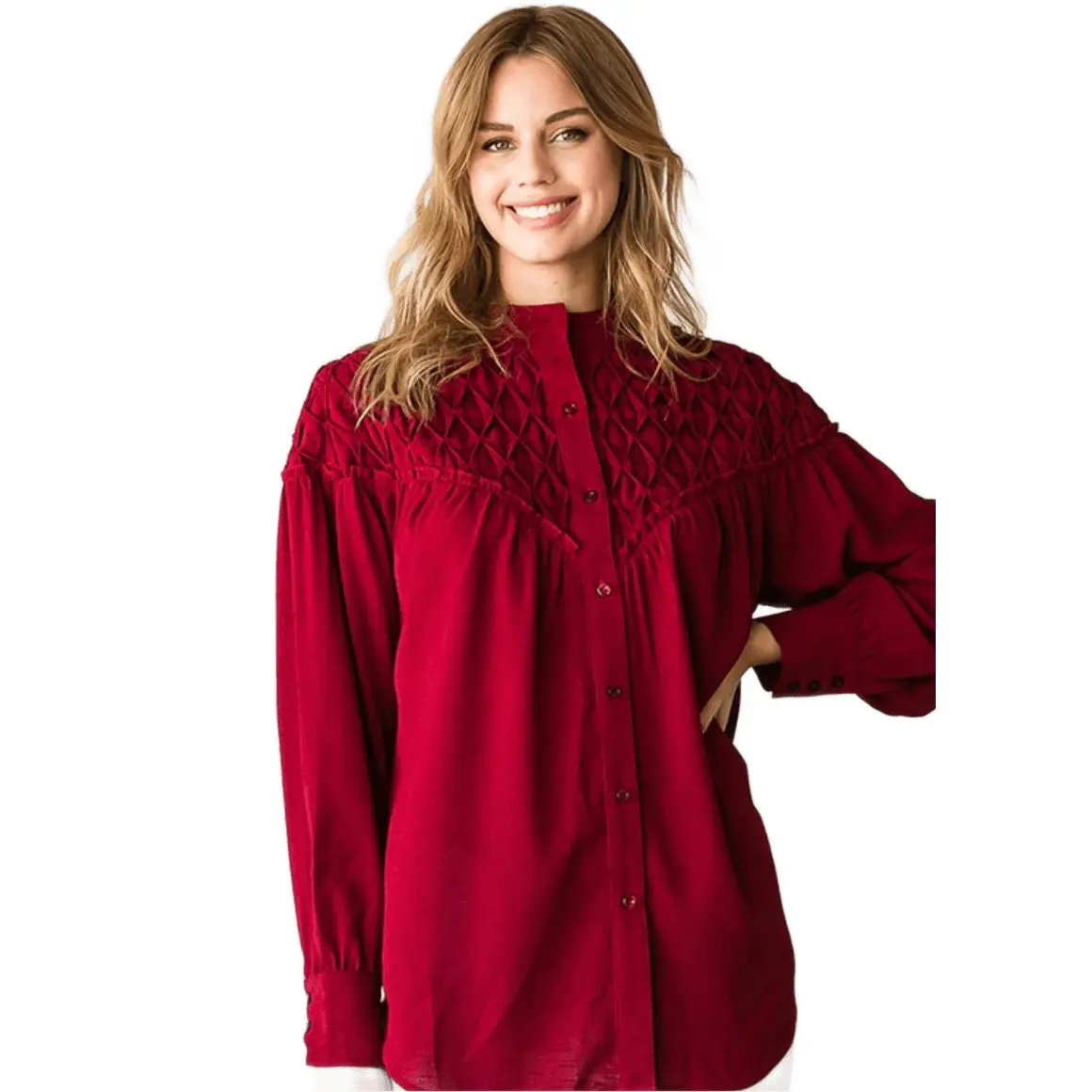 Diamond Pintuck button down shirt