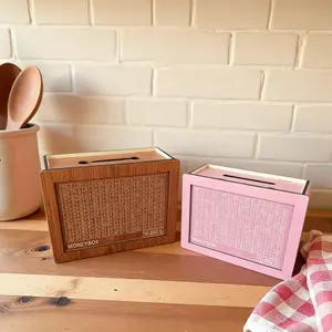 Wooden Money Box with Counter – 1 Count Money-Saving Box with Pen, Piggy Bank for Adults & Kids, Wooden Savings Jar – Ideal Gift for Teen Girls & Friends