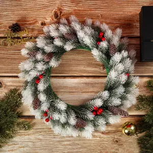 Artificial Pine Cone Berries Wreath, 1 Count Holiday Christmas Wreath, Wall Christmas Decor for Indoor Outdoor Front Door Home