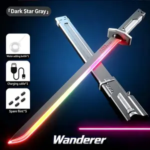Colorful Glow Lightsaber Toy, Retractable Samurai Blade with Spray Spark & FX Sound, RGB Neon Flashing Laser Sword, Cool Role Play Battle Toy for Boys Kids, Perfect Birthday Party Cosplay Hobby Gift