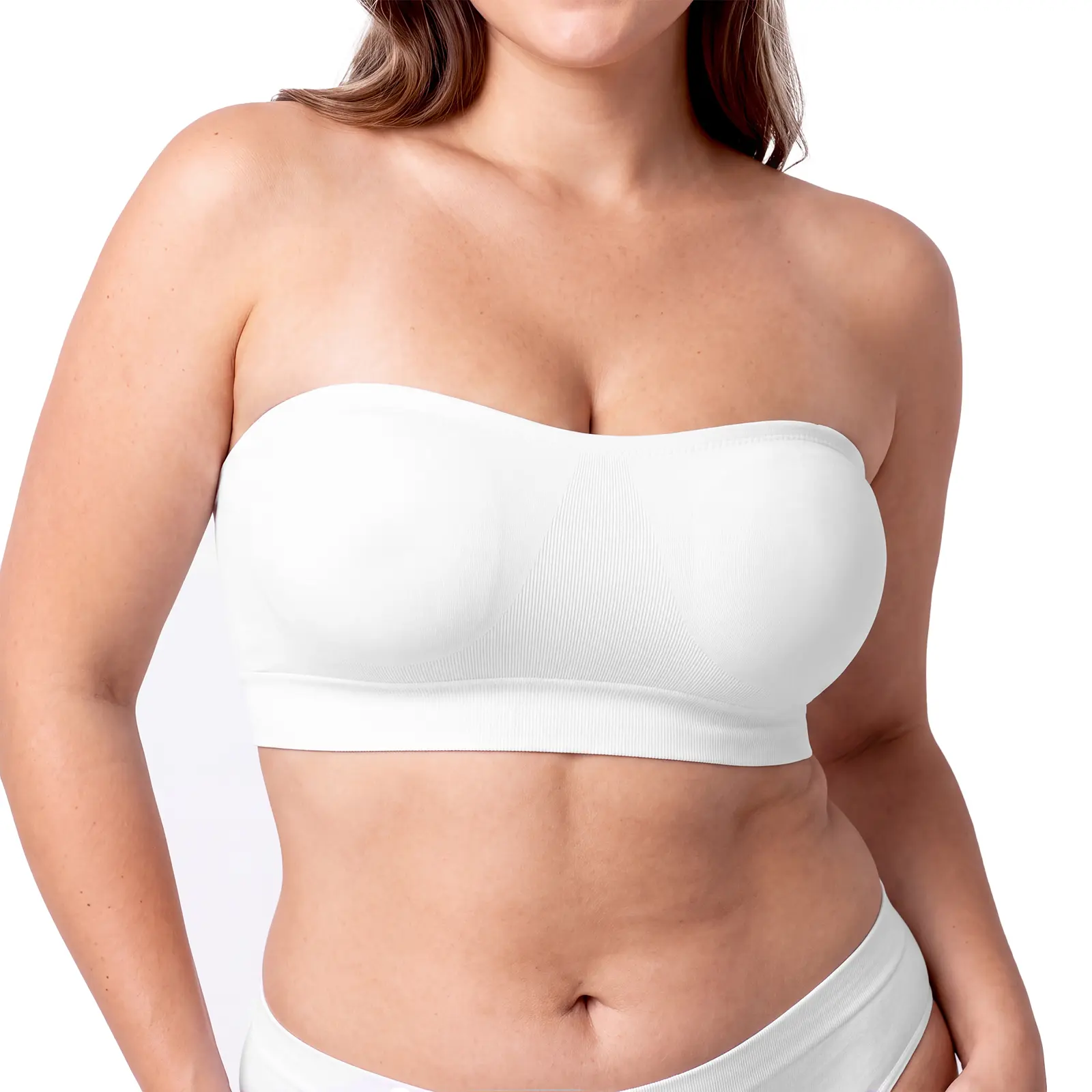VRCOMFY Convertible Strapless Bandeau Bra, Wireless Strapless Bra, Anti-Slip Grip, Removable Straps, Seamless, Soft Fabric