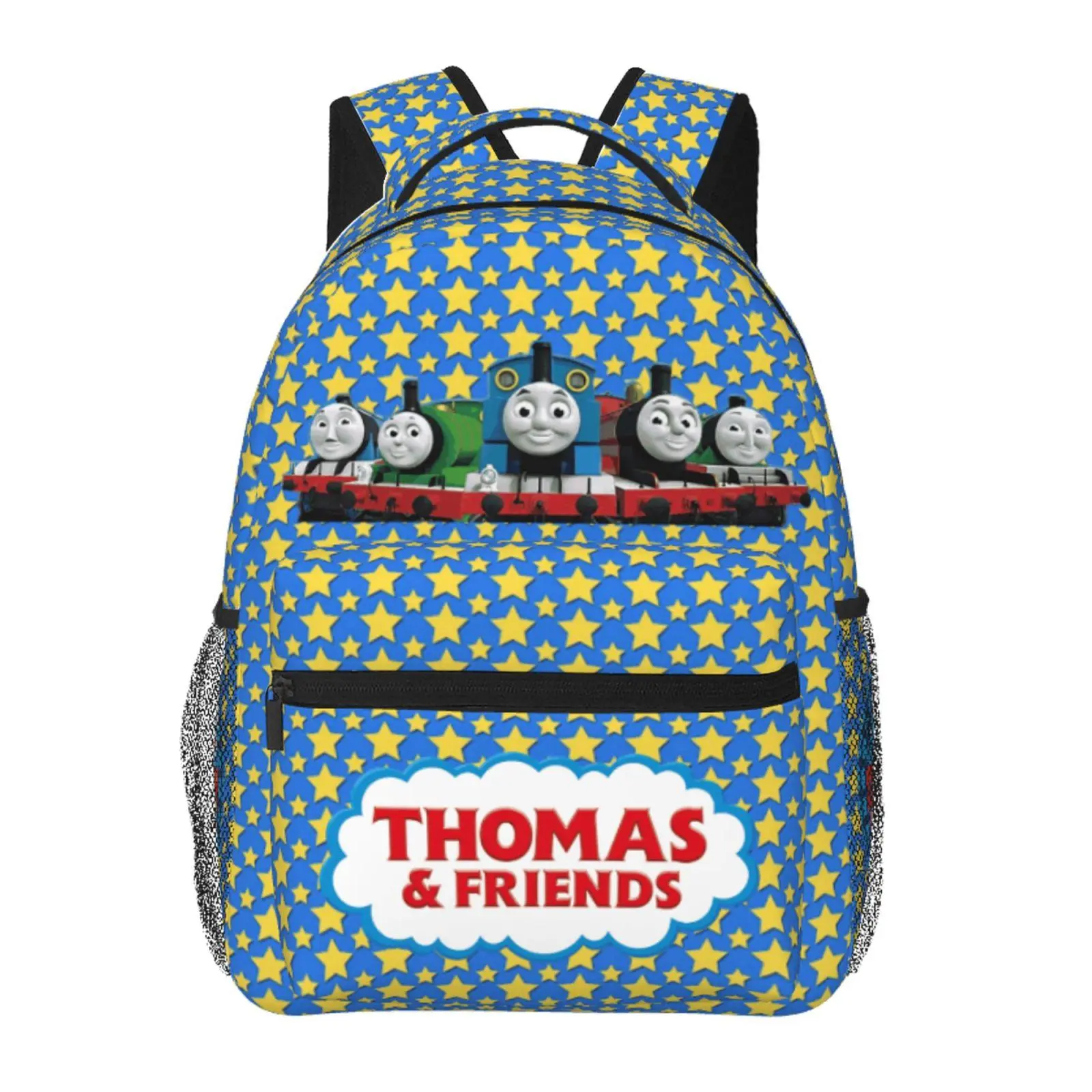 Thomas & friends Travel & Daily Commute Backpack Thomas the train Functional School Backpack Thomas Casual Lightweight Daypack with Zipper Front Pocket & Mesh Side Pockets, Padded Shoulder Straps, Back to School Essentials