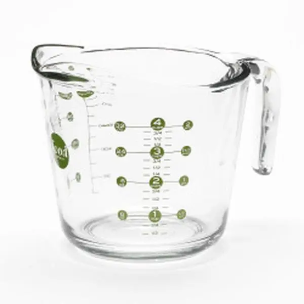 Anchor Hocking Open-Handled Glass Measuring Cup - 32 oz Open Stock Kitchen Utensil for Cooking, Model 55178OL13, Red Decoration