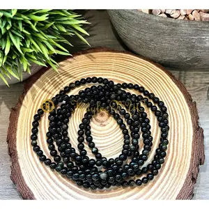 Wholesale Lot 6 Pcs Natural Gold Sheen Obsidian 4mm 7.5” Crystal Healing Stretch Bracelet
