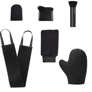 Self-tanning Application Glove Kit, 6 Counts/set Back Applicator & Tanning Face Brush & Tanning Blending Brush & Exfoliating Glove, Exfoliant Scrubber Glove, Bathing Accessories, Personal
