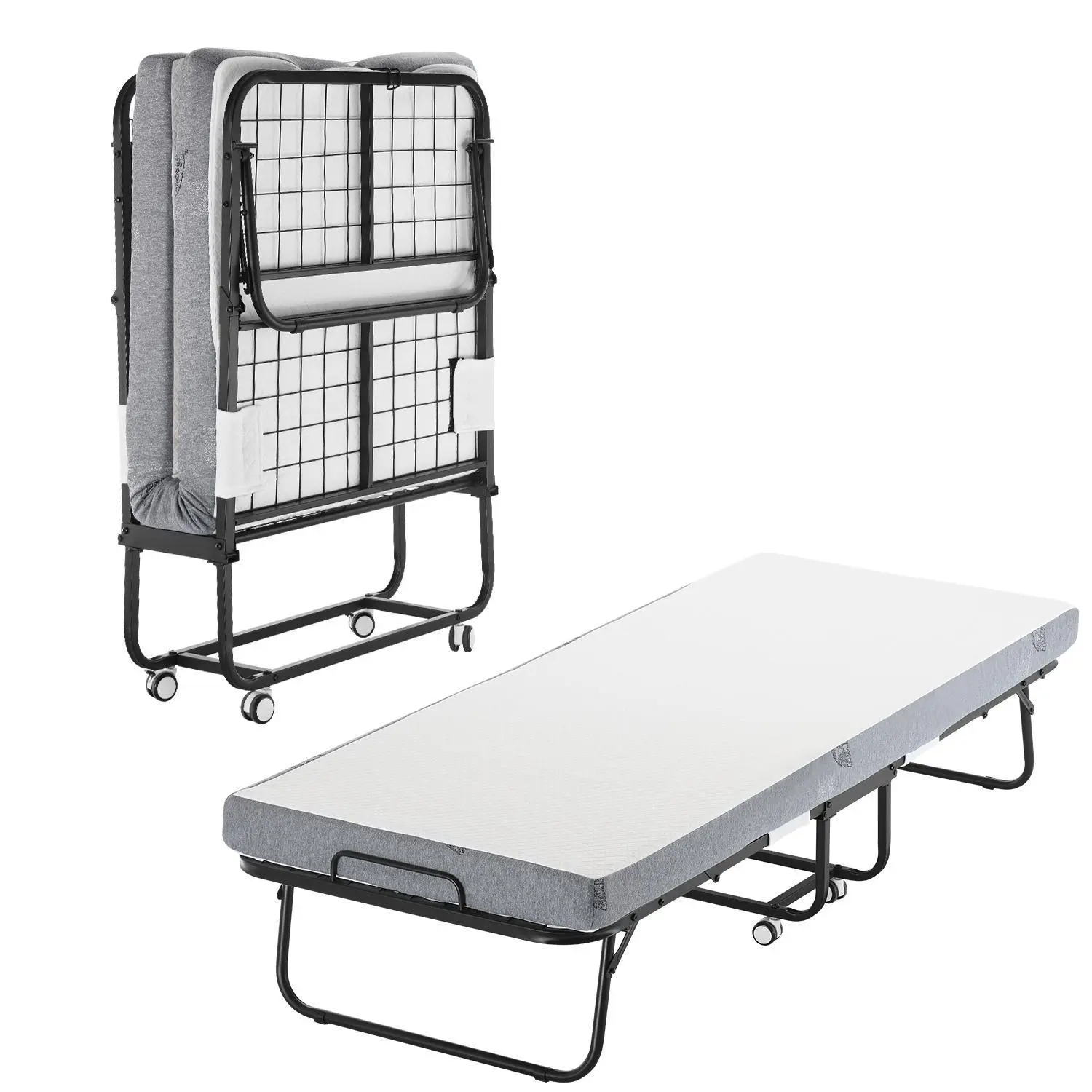 VEVOR Rollaway Bed,  , 31 in x 75 in Folding Bed with 4 in Mattress, Twin Size Foldable Bed with Sturdy Metal Frame & Memory Foam Mattress, Portable Twin Roll Away Bed with Mattress, for Adults, Guest#SohoChic