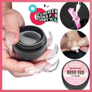 NOVO OVO Non-sticky Solid UV Nail Gel Glue for Press on Nails and Soft Gel x False Nail Tips 8 in 1,Strong & Long Lasting, 3D Gel for Acrylic Sculpture & Decoration Knee with Hand, 30g