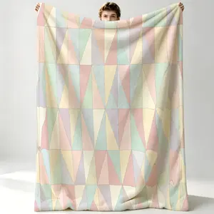 1Pcs Triangle Patchwork Print Flannel Blanket, Multiple Styles, Soft, Skin-friendly and Warm, Suitable for Sofa or Bed, Suitable for All People, Perfect Gift Choice