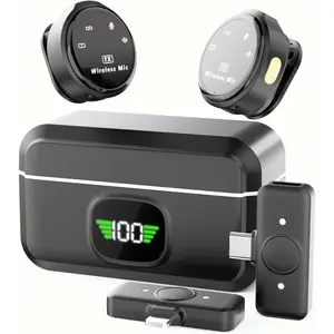 Wireless Microphone for iPhone, Camera, PC, and Laptop-Lightning, USB-C, Plug-Ultra-Low Latency, 360° HD Recording, Intelligent Noise Reduction-For Video Recording and Streaming