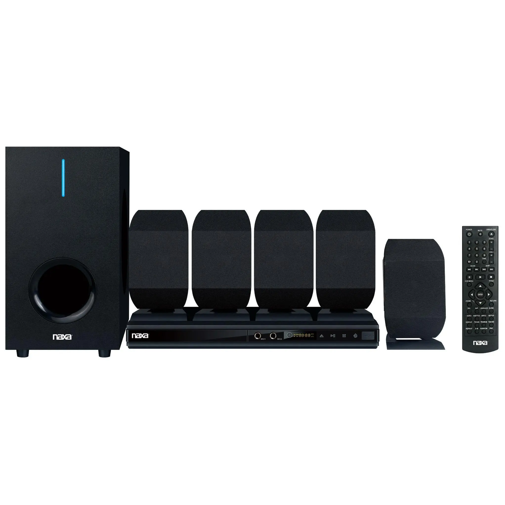 Naxa 5.1 Channel Home Theater DVD & Karaoke Speaker System Naxa 5.1 Channel Home Theater DVD & Karaoke Speaker System