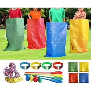 X-OGP06 20PCS Outdoor Games Potato Sack Race Bag, 3-Legged Race Bands, with Egg and Spoon Race Lawn Games for Outside Backyard Field Day Birthday Party Games for Kids and Adults.
