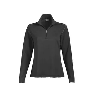 PAGE and TUTTLE Womens Contrast Stitch Quarter Zip Layering Casual Outerwear Athletic - Black