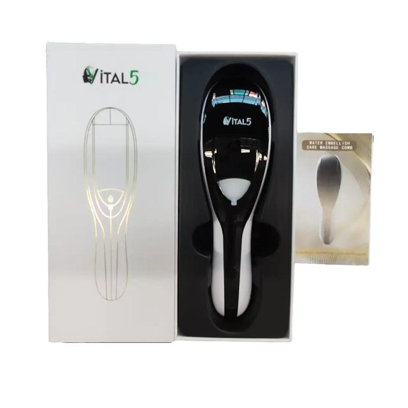 Vital5 Red & Blue Light  Therapy  for Scalp &  Growth with Dropper for Serum - Plastic Massage & Steaming  for Conditioning Treatment Irish curl  Detangling  loc Handy Hairbrush Defining Hair Brush