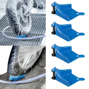4 Pcs Car Hose Guide, Tire Hose Roller for Car Washing, Detailing Tire Hose Guide Preventing Pressure Washer Hose Stuck Under The Wheels, Plastic Wash Tool to Avoid Snagging(Blue)