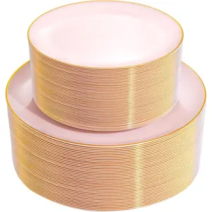 100 count  Plastic Plates - Heavy Duty  and  Disposable for Party, Wedding, Mother's Day Include 50 Each (Dinner & Dessert) Plates
