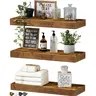 Floating Shelves for Wall Bathroom Shelf Bedroom Kitchen Farmhouse Small Book Shelf 16 inch Set of 3, Rustic Brown Decor