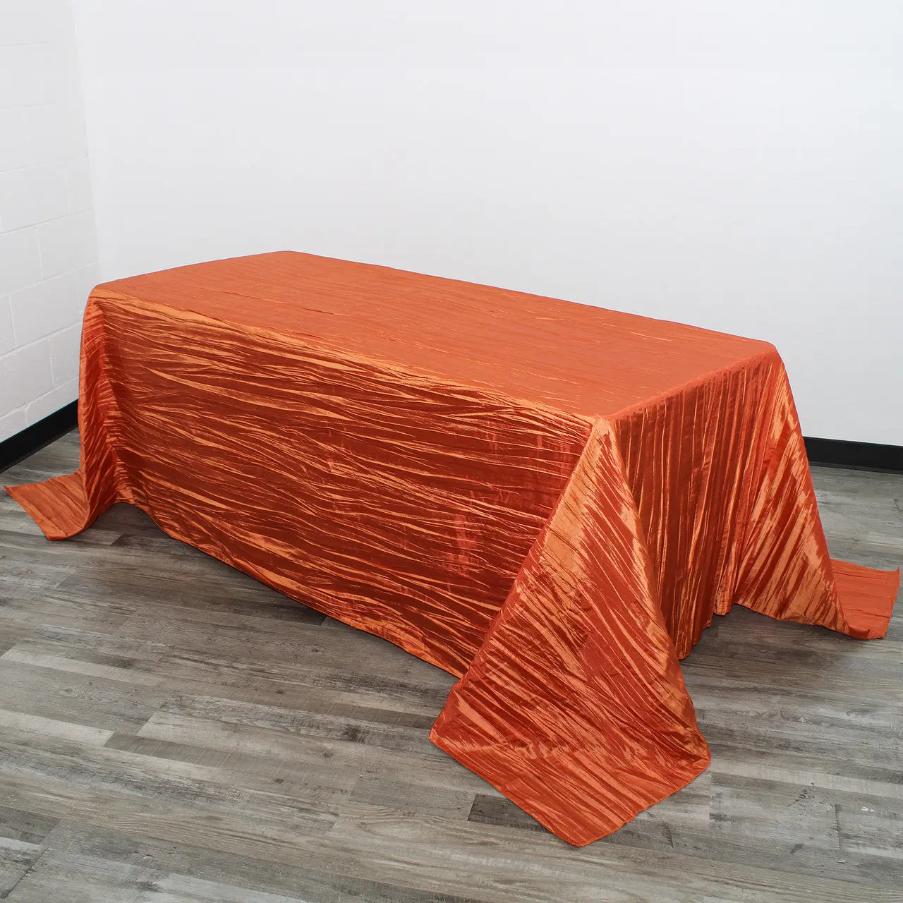 90 x 132 Inch Rectangular Crinkle Taffeta Tablecloth Terracotta