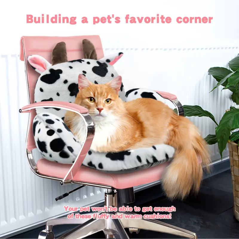 1pc 100% Polyester Cartoon Cow Plush Cushion with Polyester Fill - 18"x18" Standard Home Decor, Quilted Stitchwork Comfy Pillow for 14 Years+, Cute Home Gift, Cow Shape