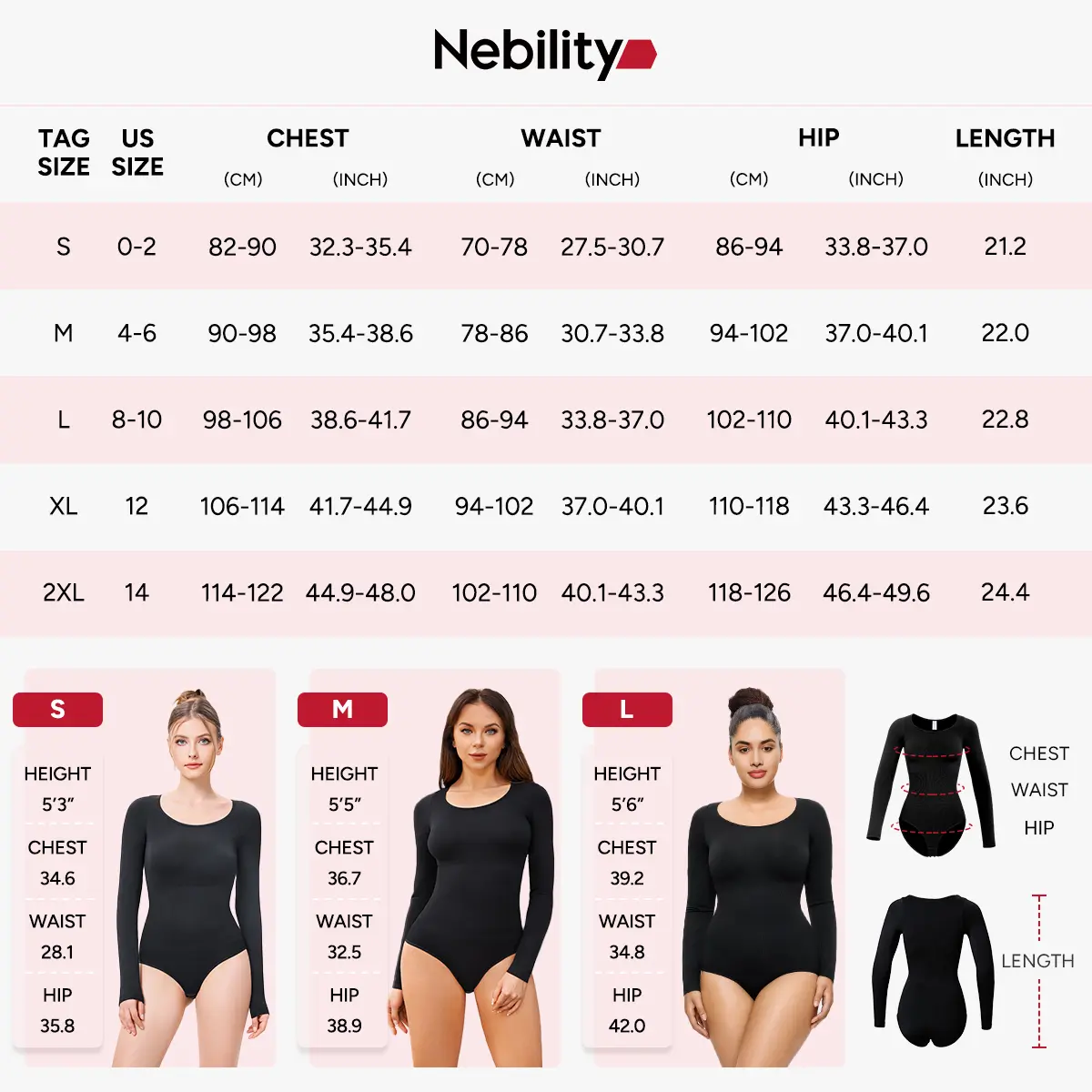 Nebility Women's Seamless Round Collar Long Sleeve Bodysuit Basic Stretch Jumpsuit Minimalist Plain Shapewear Womenswear Nebility Women's Seamless Round Collar Long Sleeve Bodysuit Basic Stretch Jumpsuit Minimalist Plain Shapewear Womenswear