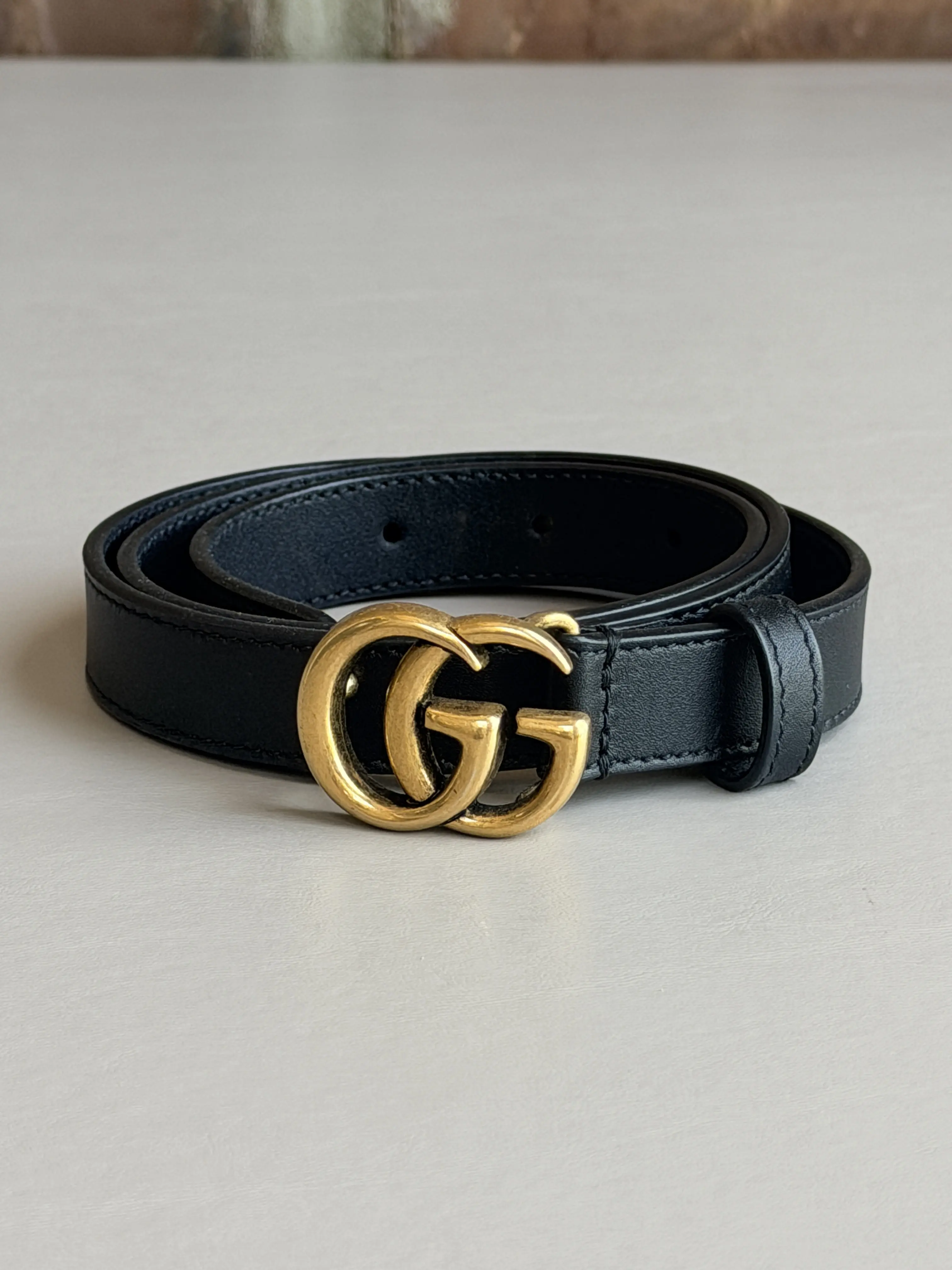 Pre-owned Gucci GG Belt Thin Size 75 62373