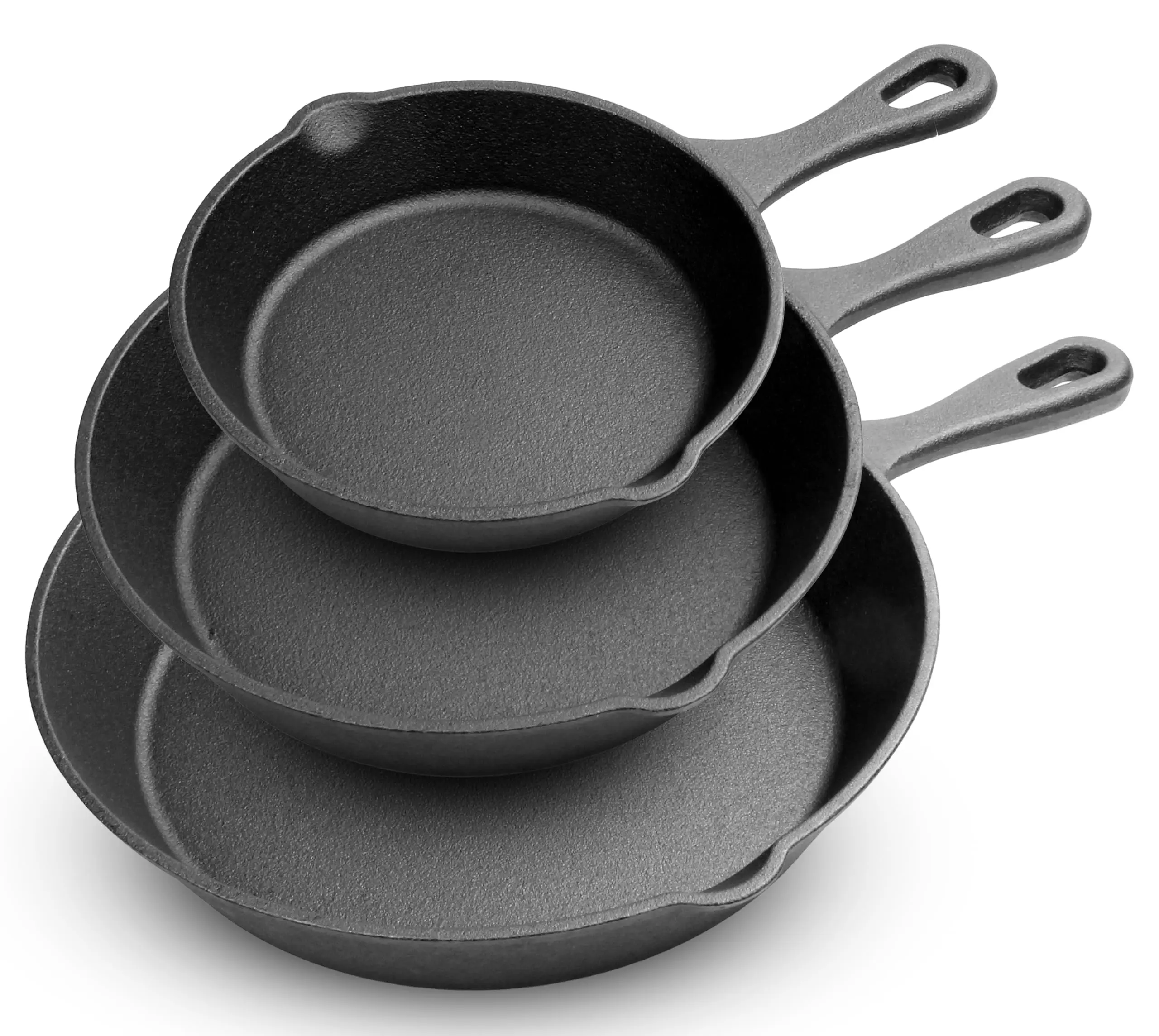 Cast Iron Skillet Sets Pre-Seasoned 3 Piece，6/8/10in Quality Frying Pan Pfas-Free, Non-Toxic Cookware - Use With An Oven, Stove, Grill, Or Campfire - Naturally Non-Stick & Oven Safe