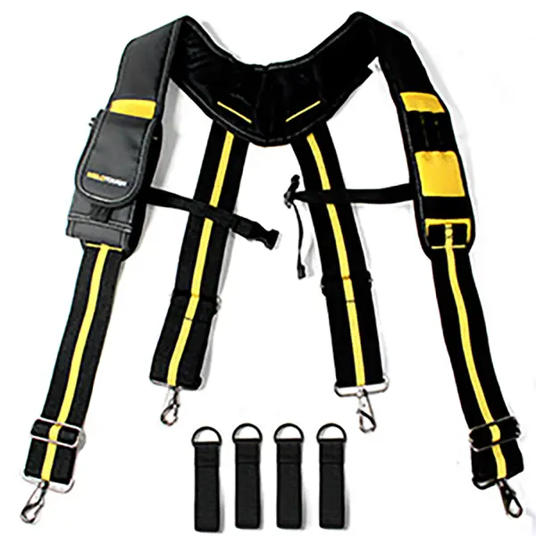 MELOTOUGH Tool Belt Suspenders with Padded Foam Adjustable Shoulder Straps, Large Phone Holder, Key Chain, Suspenders Loop Adjustable for Carpenter Su