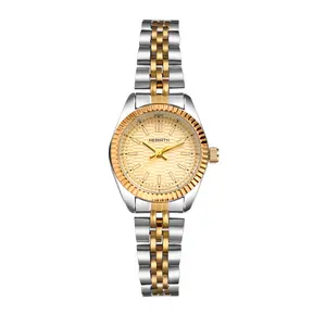 OIDEA Women's Two-Tone Stainless Steel Watch, Bar-Index Decorative Dial, Detachable Bracelet, Waterproof, Gold-Tone, Office & Daily