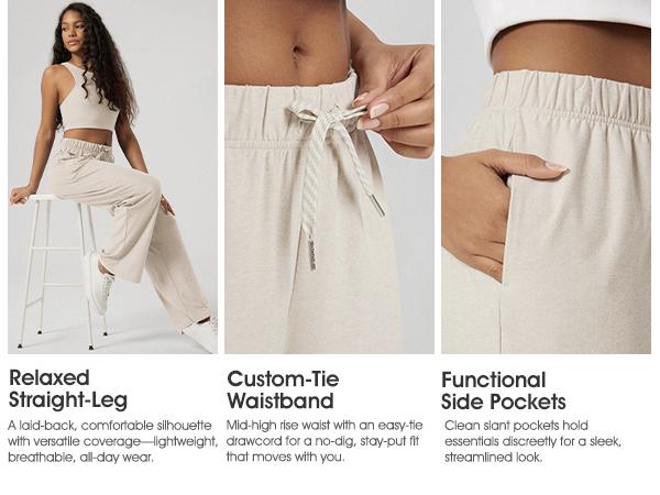 ODODOS Women's Straight Leg Pants Ultra Soft odSTRATUM Tech Relaxed Casual Pajama Lounge Pants with Pockets-29/31 Inseam ODODOS Women's Straight Leg Pants Ultra Soft odSTRATUM Tech Relaxed Casual Pajama Lounge Pants with Pockets-29/31 Inseam