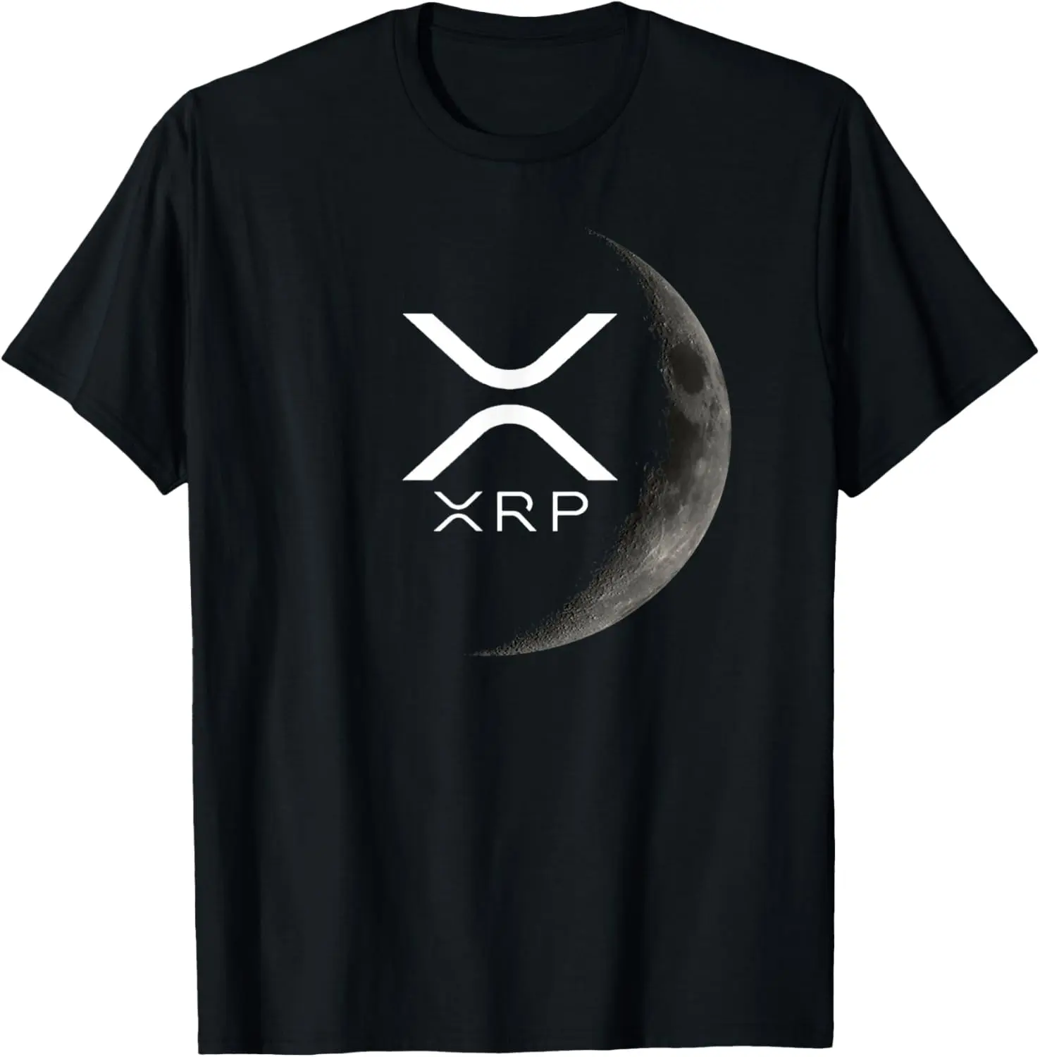 Women's 100% Cotton Ripple XRP Moon Short-Sleeve Round Neck T-Shirt - Breathable, Soft, Lightweight Fitted Casual Top with Comfortable Fabric, Shortsleeve
