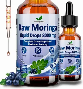 Raw Moringa Liquid Drops 8000 mg, Organic Moringa Oleifera Leaf Extract w. Supergreens Blend of Wheatgrass, Barley Grass for Antioxidant, Energy & Immune, High Potency Than Capsules Powder