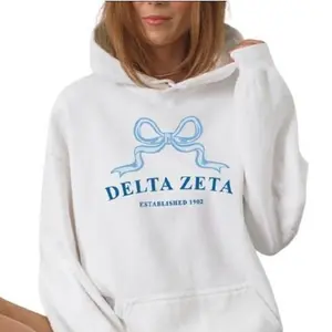 Delta Zeta Sorority Hoodie - Trendy Sweatshirt For Big Little Recruitment Gift Cotton Fit