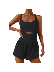 Womens Running onesie Workout Rompers one Piece outfits exercise Jumpsuits Sleeveless athletic Tennis Romper Gym Yoga Clothes