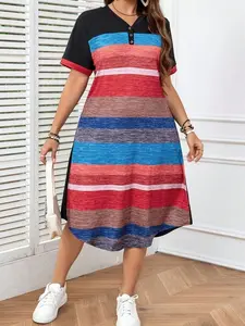 Plus Size Striped Dress | Button Front | Chic Summer Mother's Day Style