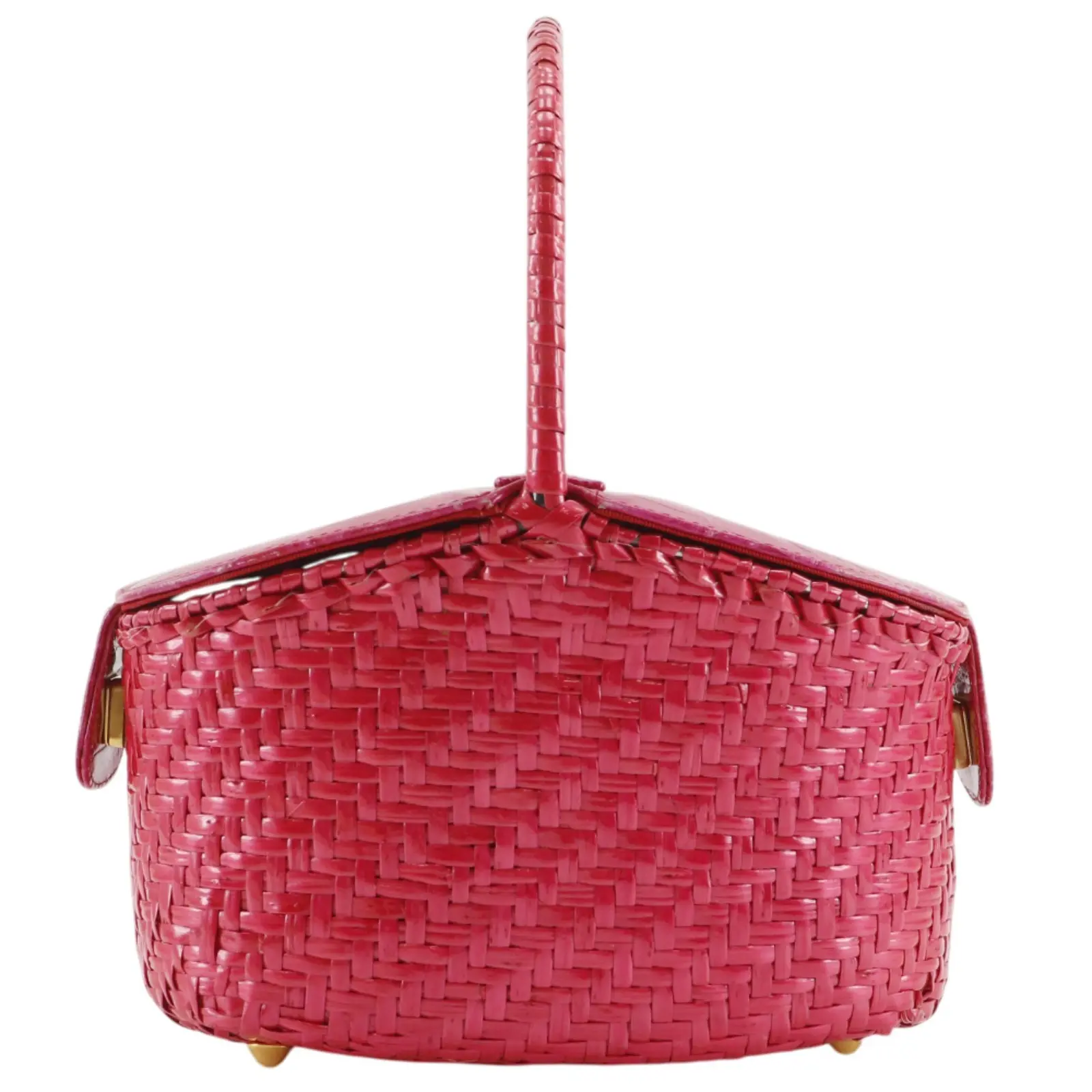 Pre-owned FENDI Wicker Shoulder Bags Straw Embossed Leather Handbag