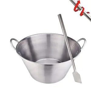 ARC Stainless Steel 25 Inches Heavy Duty Mexican Cazo Para Carnitas With 36"Mixing Paddle, 69QT Large Outdoor Wok Great for Carnitas and Braising