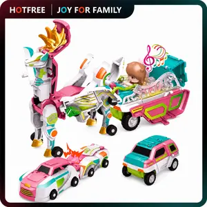 Hotfree Dinosaur Transformer Car Toy, Magnetic Cars Transform into Dinosaurs Flying Dragon, Fun Collision Transforming Car Toys, Christmas Birthday Gift for Kids Boys Girls