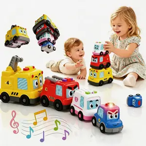 Magnetic Stacking Cars Toy Set for Toddlers, 4-in-1 Construction Vehicle Train with Magnetic Connectors, Electric Follow-Me Car, Stackable Sorting & Counting Montessori STEM Learning Toy, Birthday Christmas Gift for Boys Girls Ages 1-5 car enthusiast