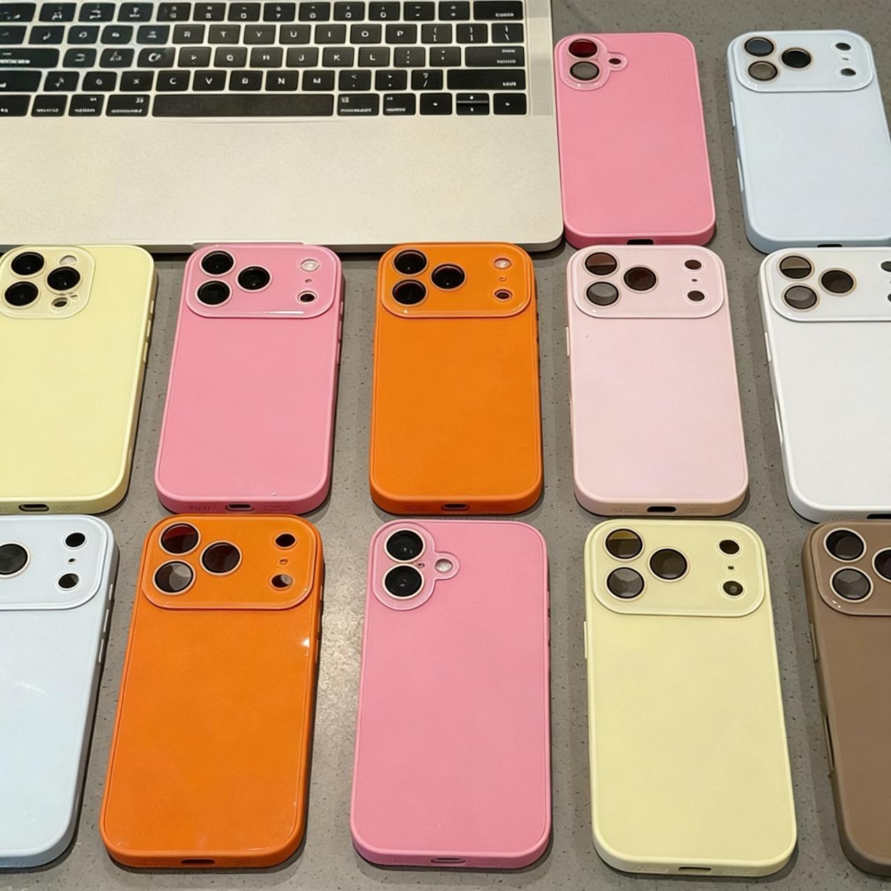 Candy Macaron Series – Skin-Feel Crystal Clear Case for iPhone 17, 16, 15, 14, 13 Pro Max – Soft TPU Bumper + Hard PC Back – Full Lens Coverage – Cute, Minimalist, Pink & White