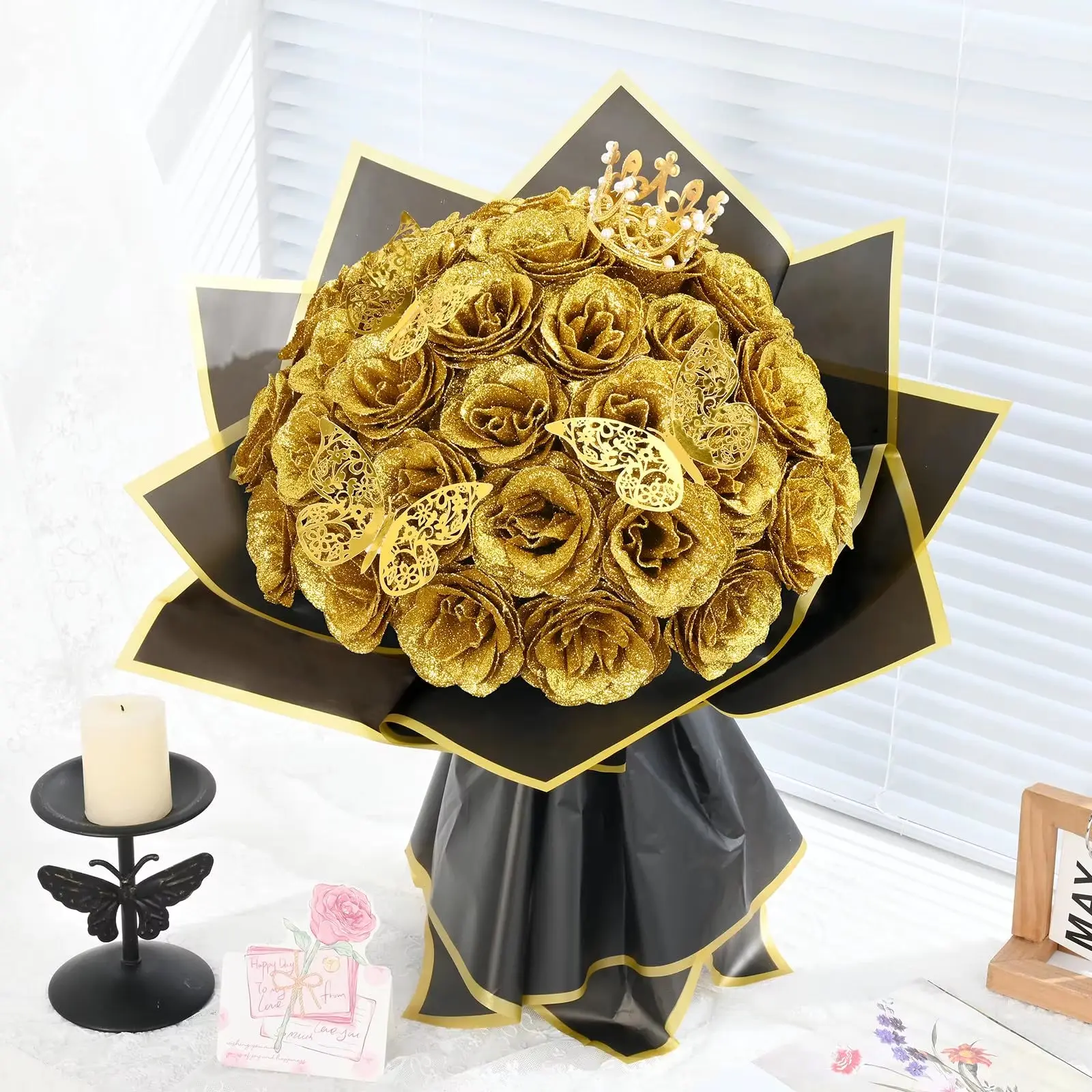 12PCS Glitter Roses Artificial Flowers 12PCS Glitter Roses Artificial Flowers