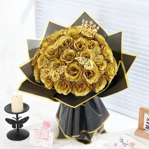 12PCS Glitter Roses Artificial Flowers