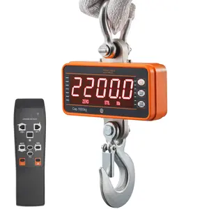 Digital Crane Scale, 2200 Lb / 1000 Kg Heavy Duty Hanging Scale with Remote, Cast Aluminum Case and LED Display, High Precision for Construction, Factory, Farm, and Hunting, Bright Orange