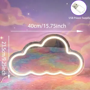 Cloud Mirror Neon Signs 40cm/15.75inch USB Power Supply 23.5cm/9.25inch Decorative Lighting