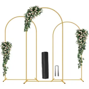 Metal Arch Backdrop Stand, Set of 3 (6/6.6/7.2 ft) Wedding Arched Frame with 12 Ground Nails and Storage Bag,  Arched Background Stand for Wedding,  Shower, Birthday Party, Photography,