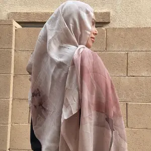 Brown floral modal hijab