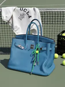 Pre-owned HERMÈS Togo Leather Tote Bags Birkin 35 Blue Jean Manufactured in 2009