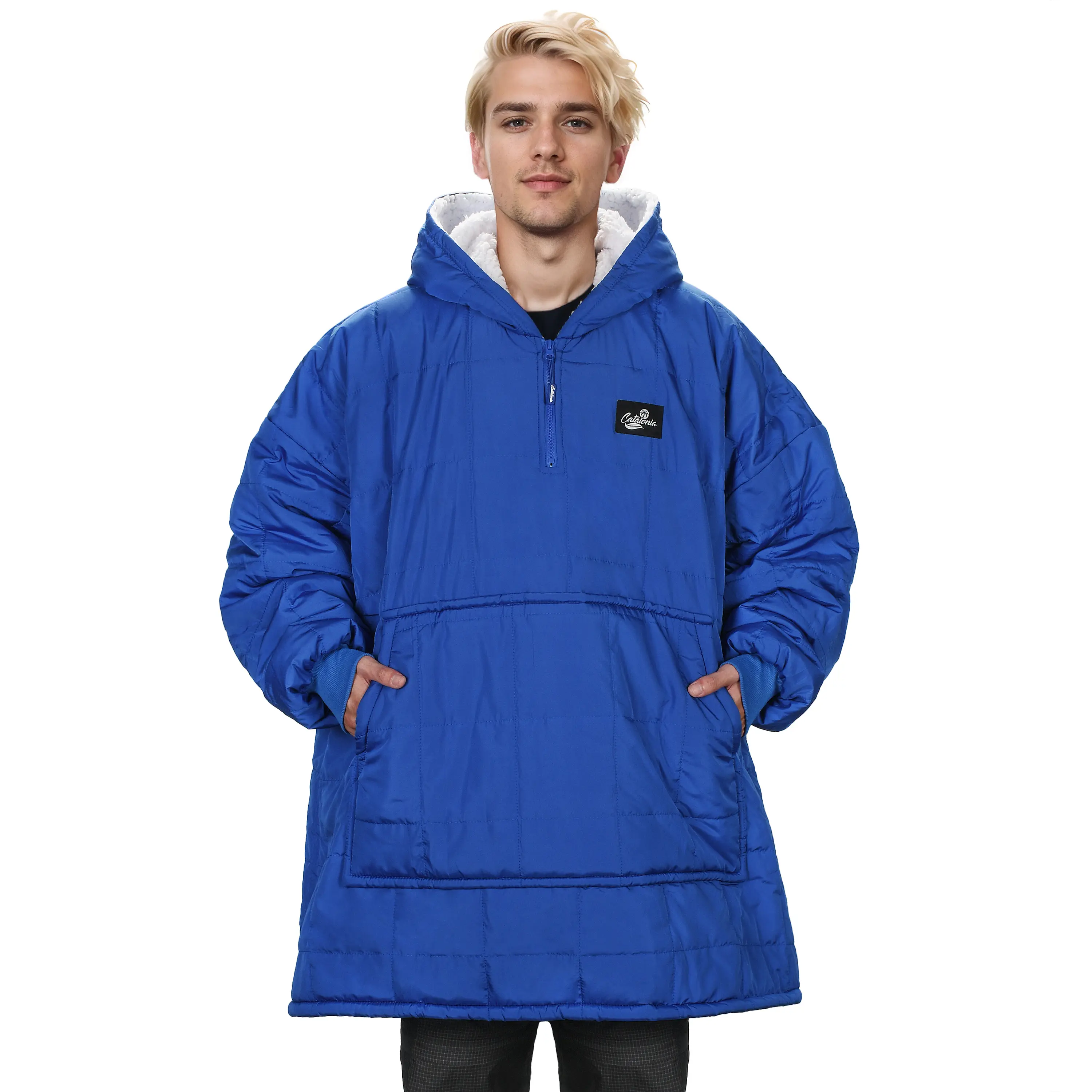 Catalonia Outdoor Water Repellent Oversized Hoodie, Windproof Wearable Stadium Blanket Sweatshirt, Warm Insulated Hooded Jacket for Football Games, School Sporting Events, Camping, Travel