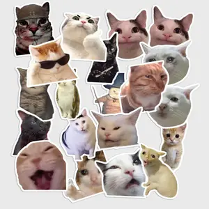 Sticker Pack 20 Cat Meme Sticker Funny Cat Viral Aesthetic Vinyl Decal for Laptop Water Bottle Humor Design for Internet Meme Lovers