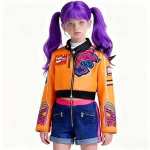 K-Pop Rummmi Girls'Costume Set, Halloween Role Play,Character-Based Crop Top, All SeasonsFitted Kint Fabric, Moderate Thickness