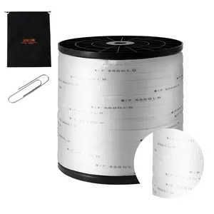 Polyester Pull Tape 1-Inch By 2103 Feet Mule Tape Flat Rope With 6000 Lbf Tensile Capacity, Printed Webbing Cable Pulling Tape For Packaging, Gardening, Electrical, Conduit Installation, Heavy Duty White